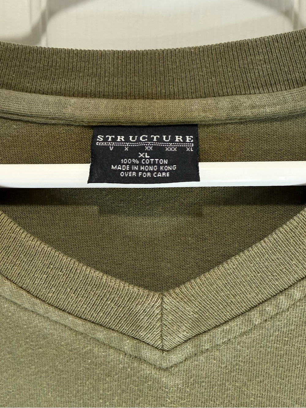 Structure Men's V-Neck Sweater in Olive Green